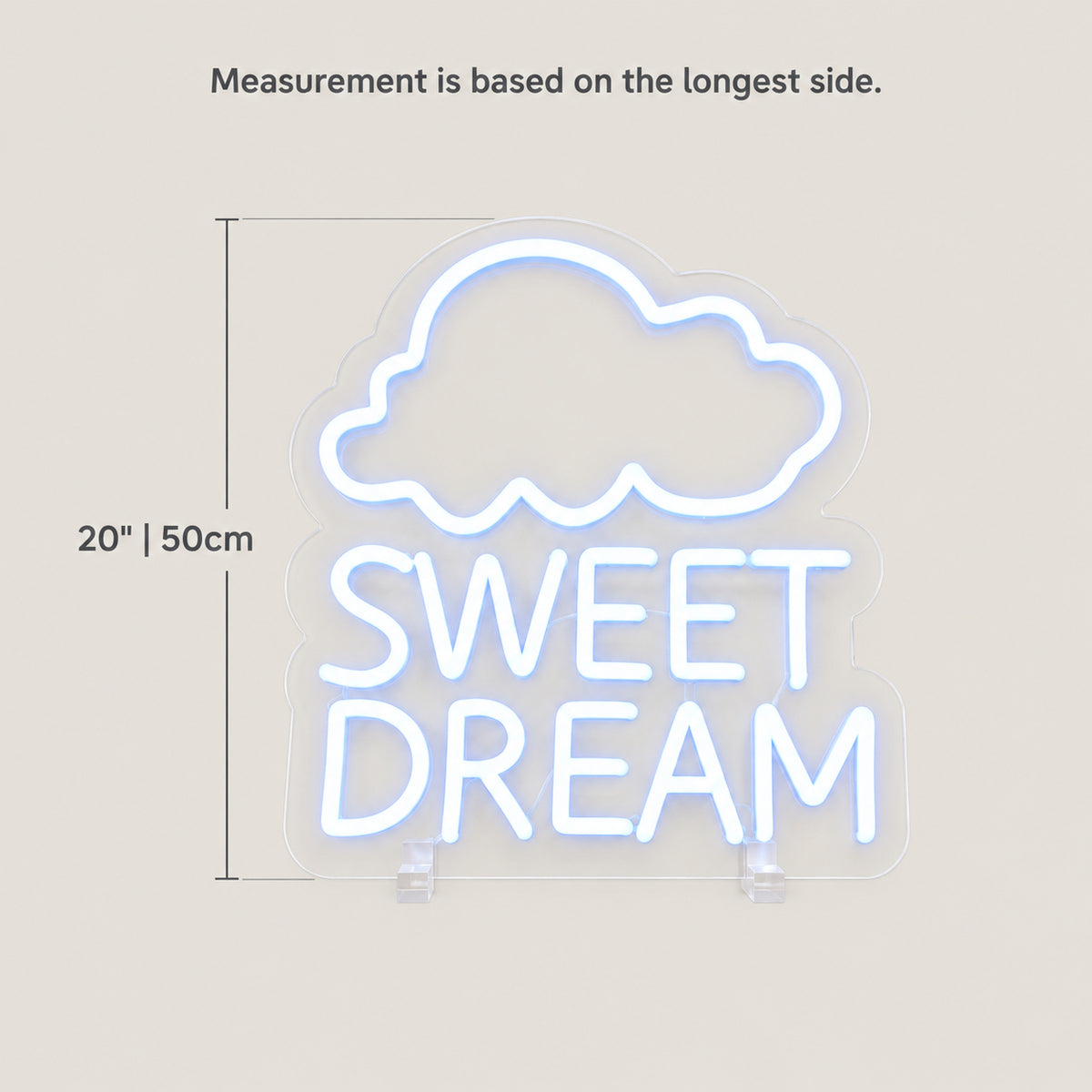 Sweet Dream LED Neon Sign for Man Cave Dimmable Wall Decor - Size Guide