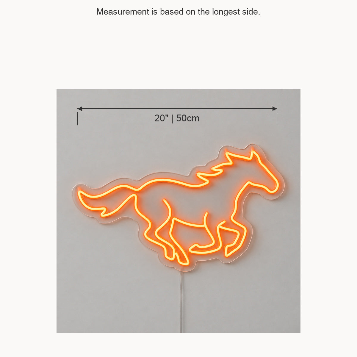 Running Mustang Western Bar Vintage LED Neon Sign Wall Neon Signs - Size Guide