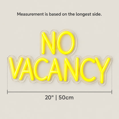 No Vacancy LED Neon Sign Dimmable Wall Light - Size Guide