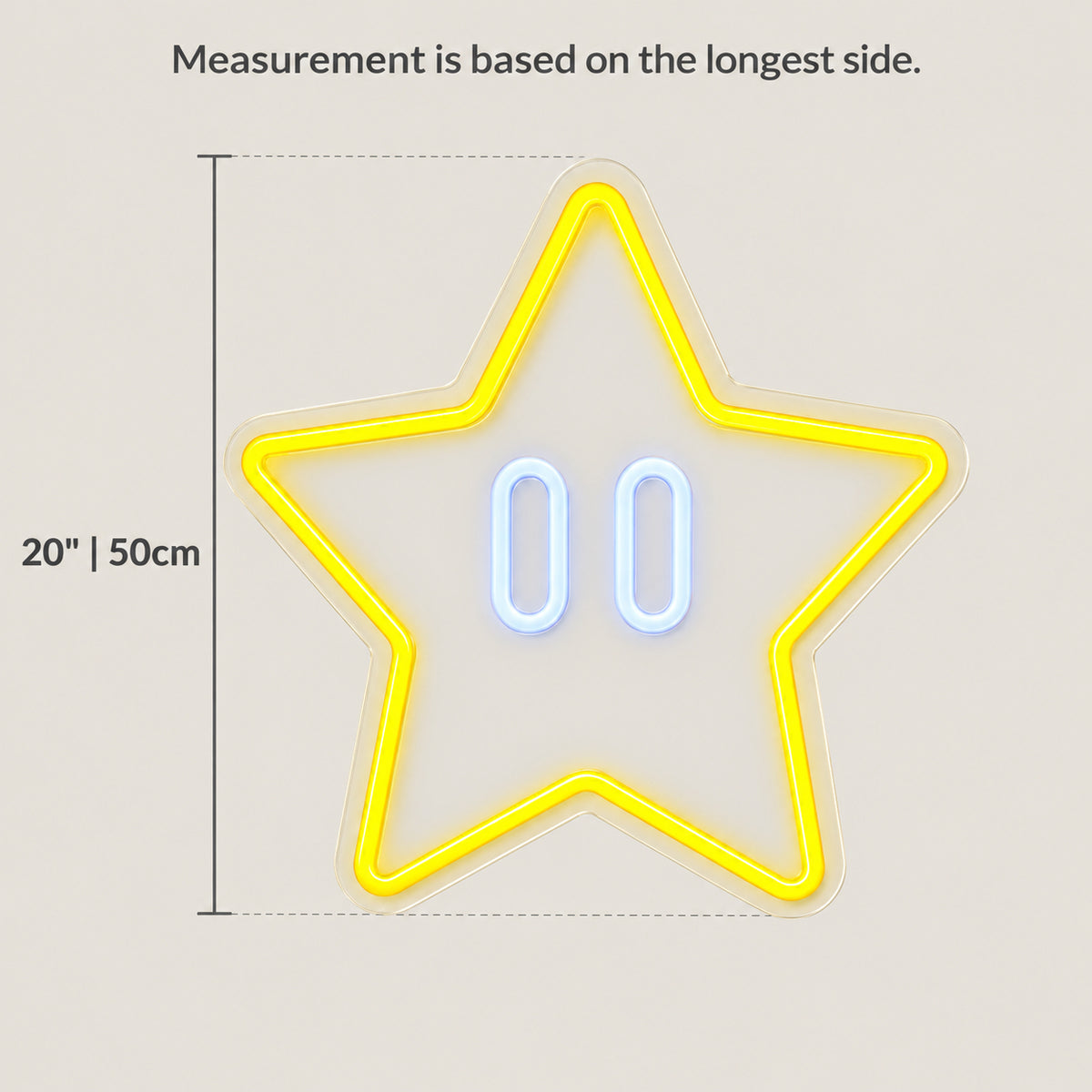 Star LED Neon Sign Double Outline Star - Size Guide