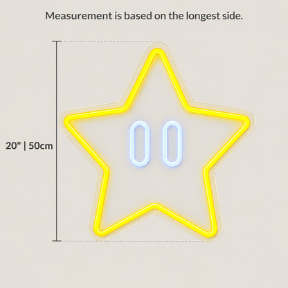 Star LED Neon Sign Double Outline Star - Size Guide