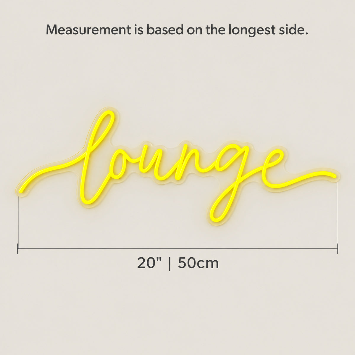Lounge LED Neon Sign for Business Light Up Wall Decor - Size Guide