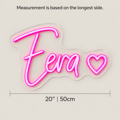 Eva Heart LED Neon Sign Dimmable Wall Light - Size Guide