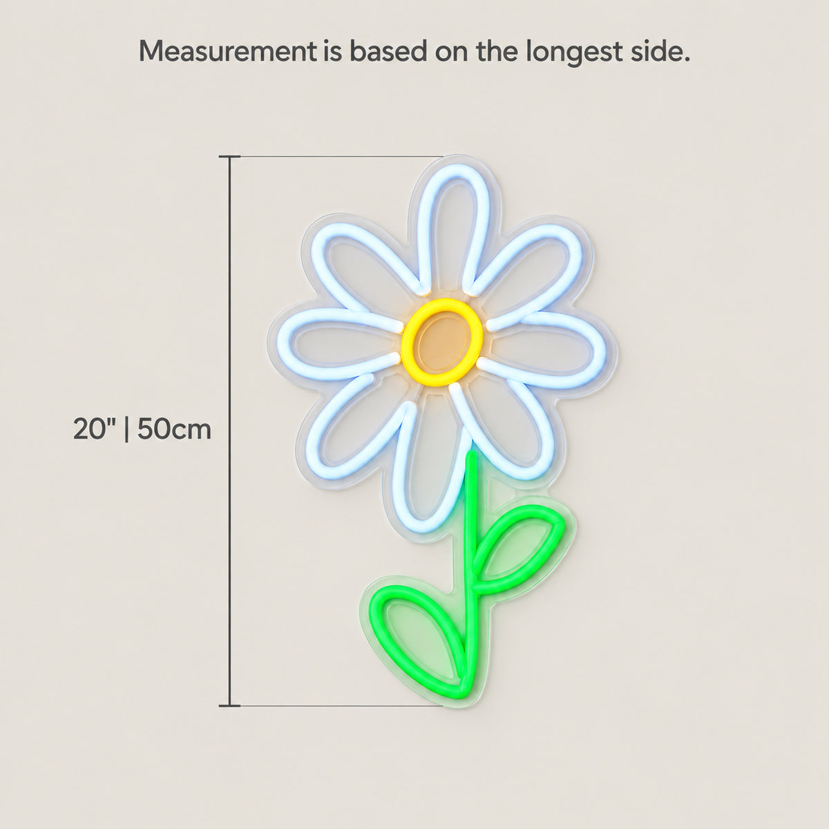Daisy Neon Sign - Size Guide