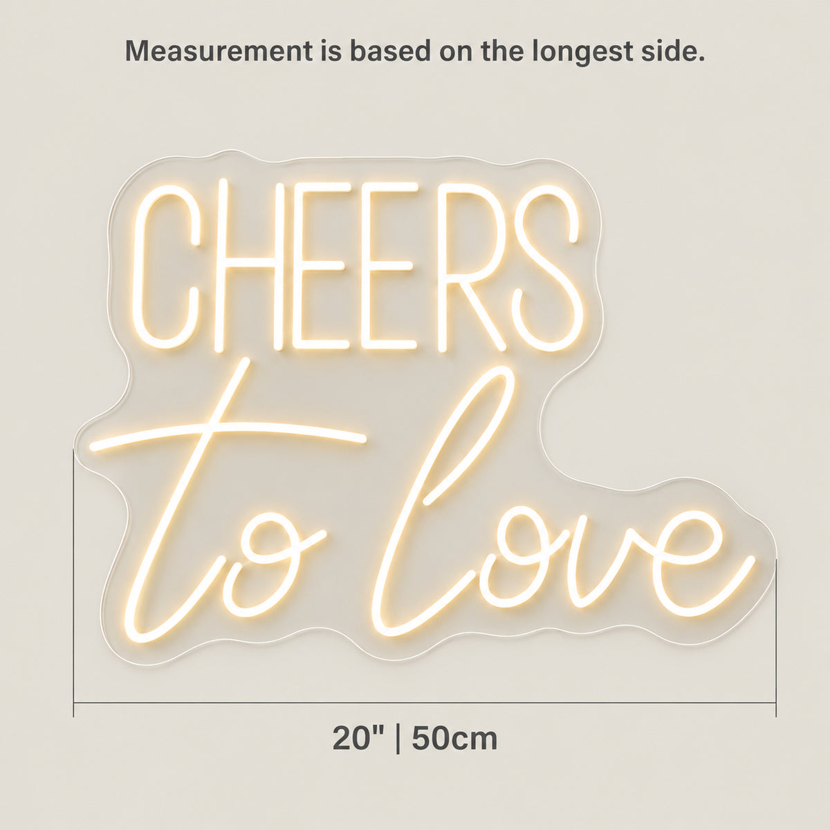 Cheers to Love LED Neon Sign for Kids Room Dimmable Wall Decor - Size Guide