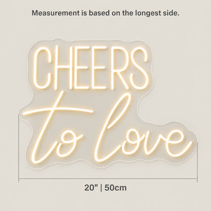 Cheers to Love LED Neon Sign for Kids Room Dimmable Wall Decor - Size Guide