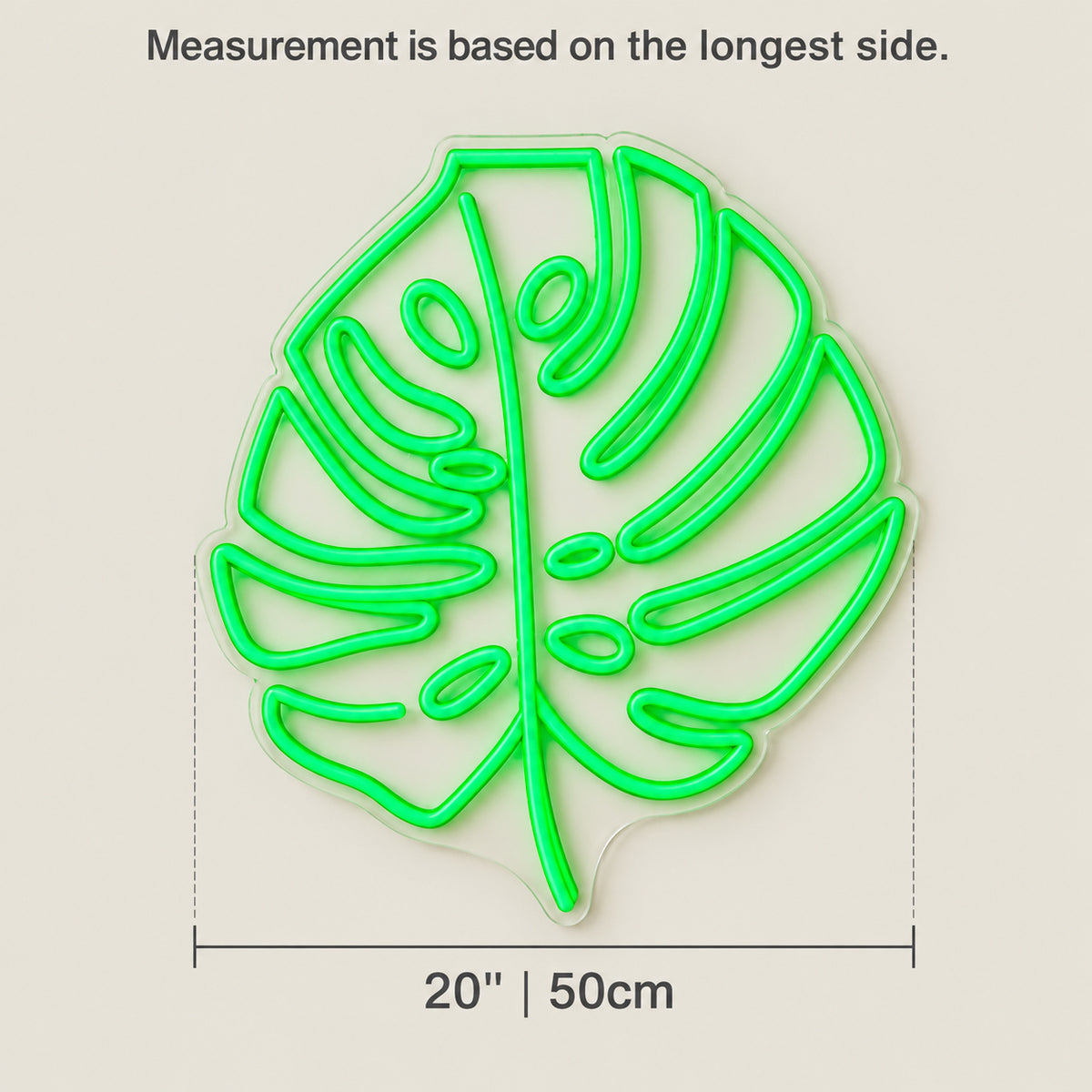 Monstera Leaf Neon Light - Size Guide