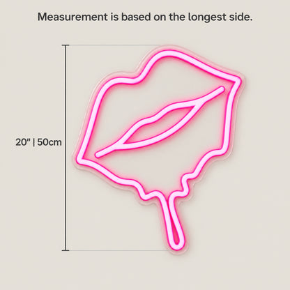 Dripping Lips LED Neon Sign Dimmable Wall Light - Size Guide
