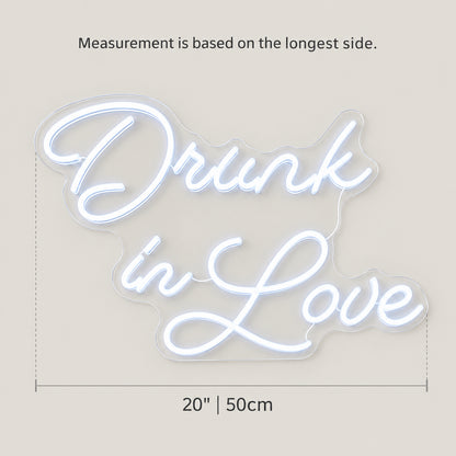 Drunk in Love LED Neon Sign Three Line Cursive - Size Guide
