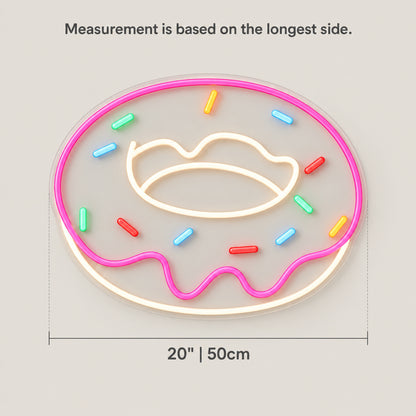 Glowing Sweet Donut Neon Sign - Size Guide