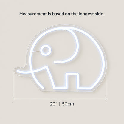 Elephant LED Neon Sign Grass Wall Outline - Size Guide