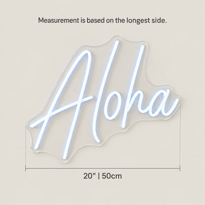 Aloha LED Neon Sign Porch Style Script - Size Guide