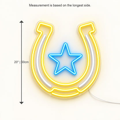 Horseshoe Lucky Star LED Neon Sign Wall Neon Signs - Size Guide