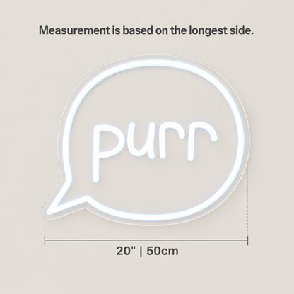 Purr Cat LED Neon Sign Dimmable Wall Light - Size Guide