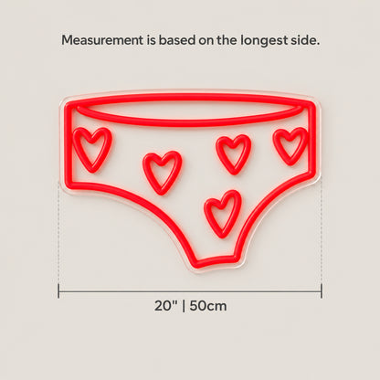 Heart Panty Neon Sign - Size Guide