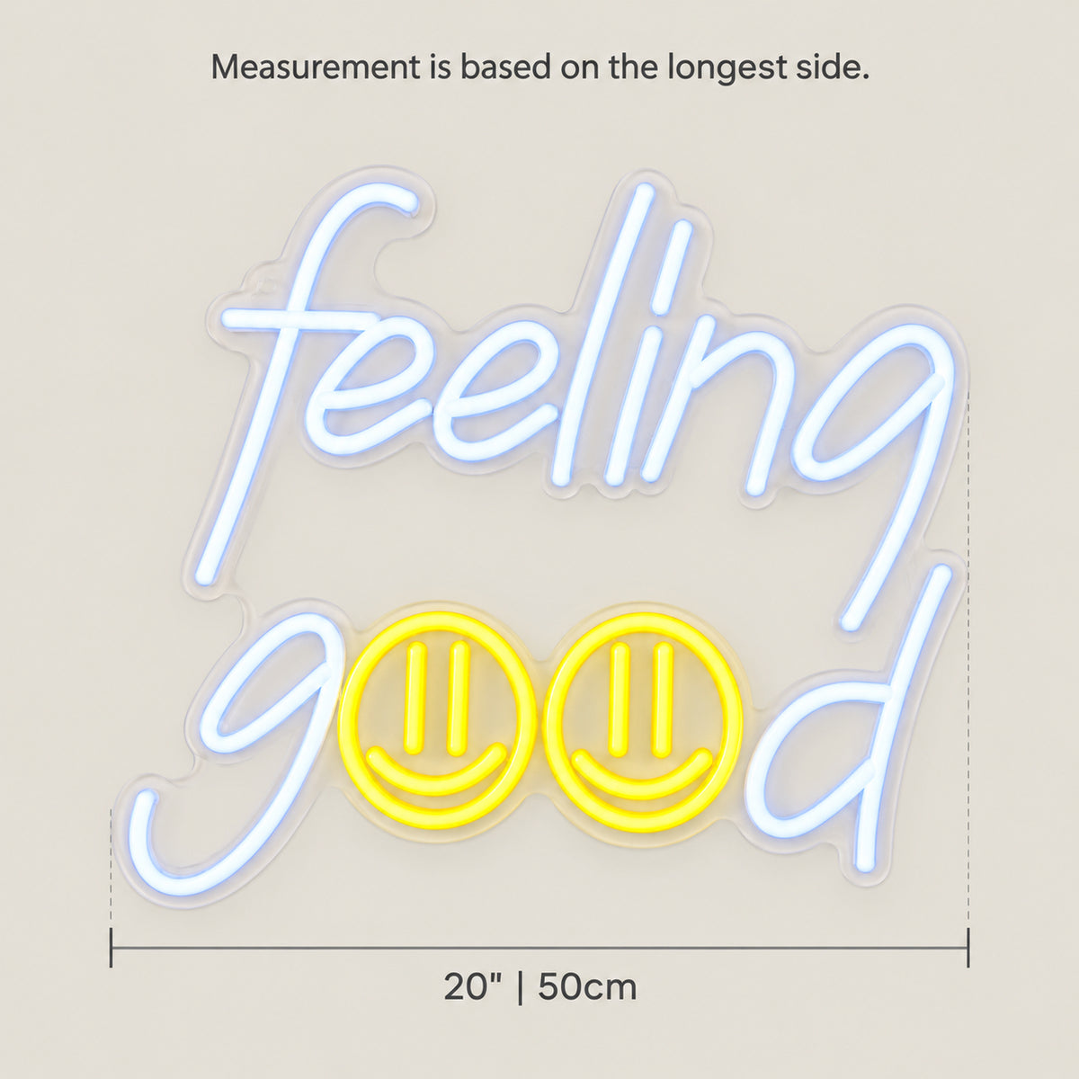 Feeling Good LED Neon Sign Dimmable Wall Light - Size Guide