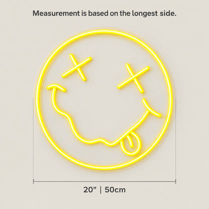 Nirvana Smiley Face LED Neon Sign Classic Smiley Design - Size Guide