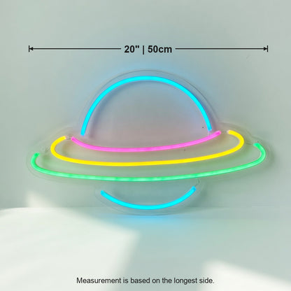 Planet Saturn LED Neon Sign Ringed Planet Two Tone - Size Guide