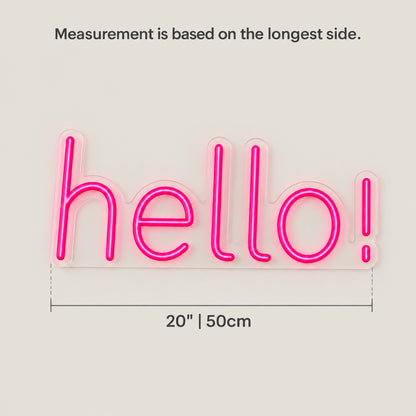 Homely Hello Neon Sign - Size Guide