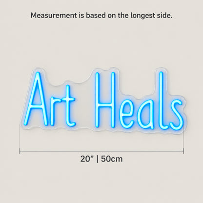 Art Heals LED Neon Sign Dimmable Wall Light - Size Guide