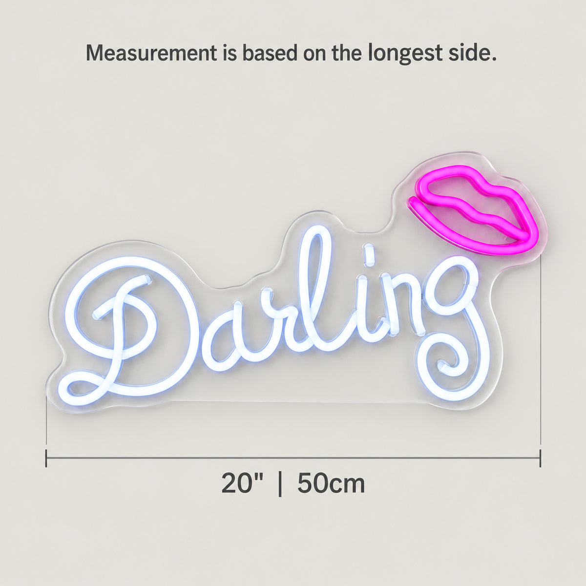 Darling LED Neon Sign for Wedding Light Up Party Decor - Size Guide