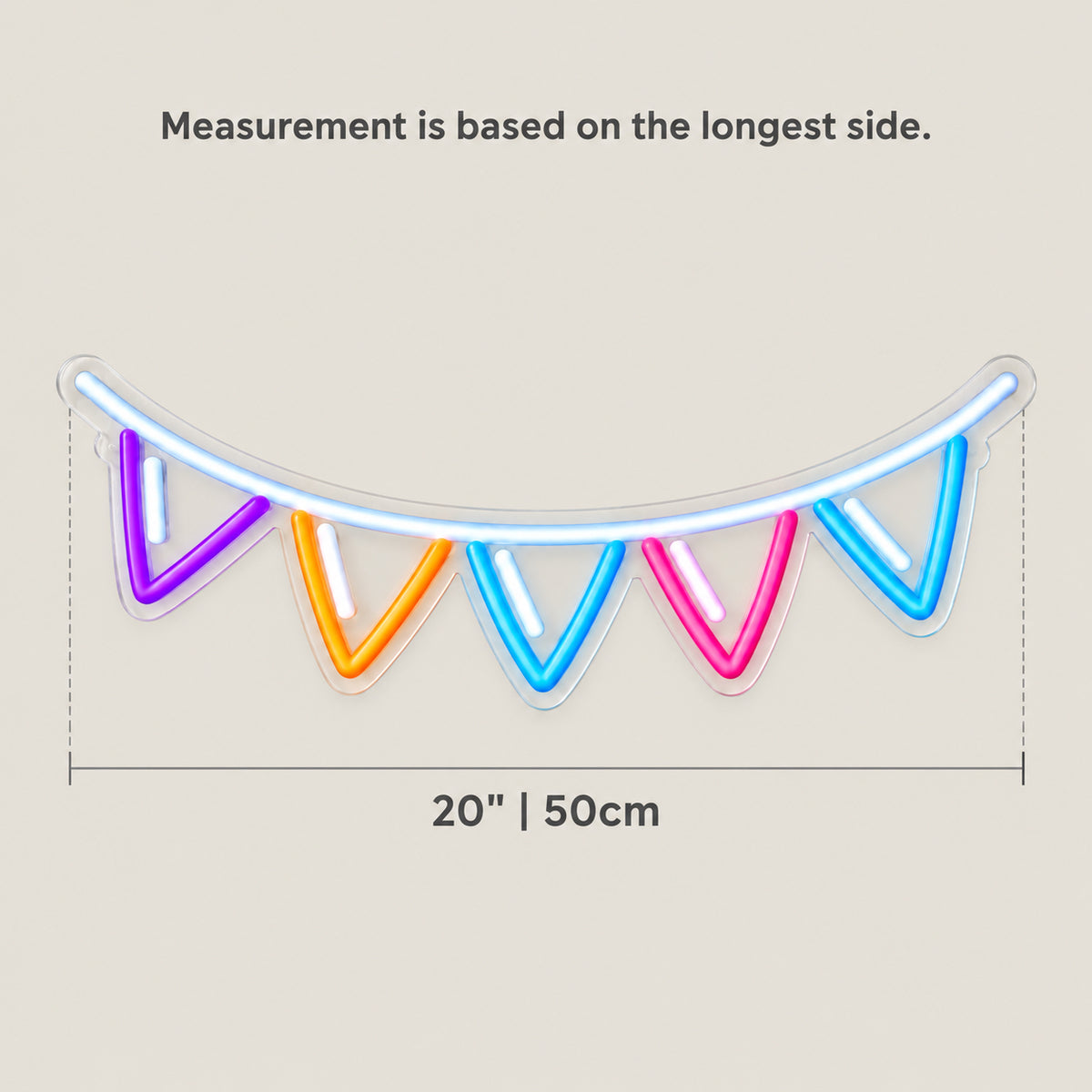 Colorful Flag LED Neon Sign - Size Guide