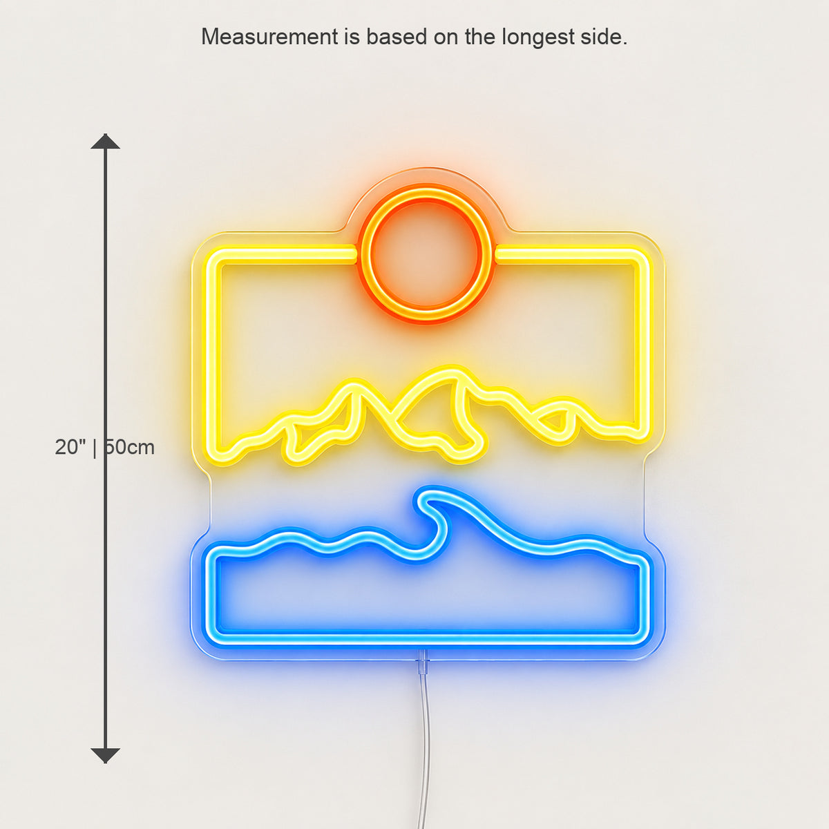 Mountain Ocean Landscape LED Neon Sign Wall Neon Signs - Size Guide