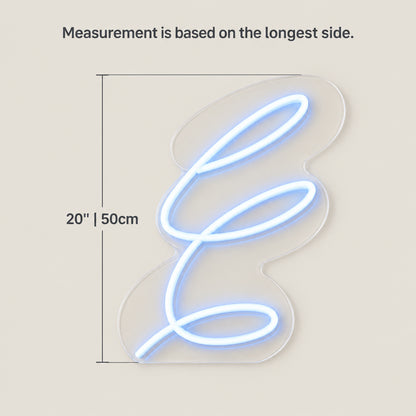 Curve Shape Pink Acrylic Neon Light - Size Guide