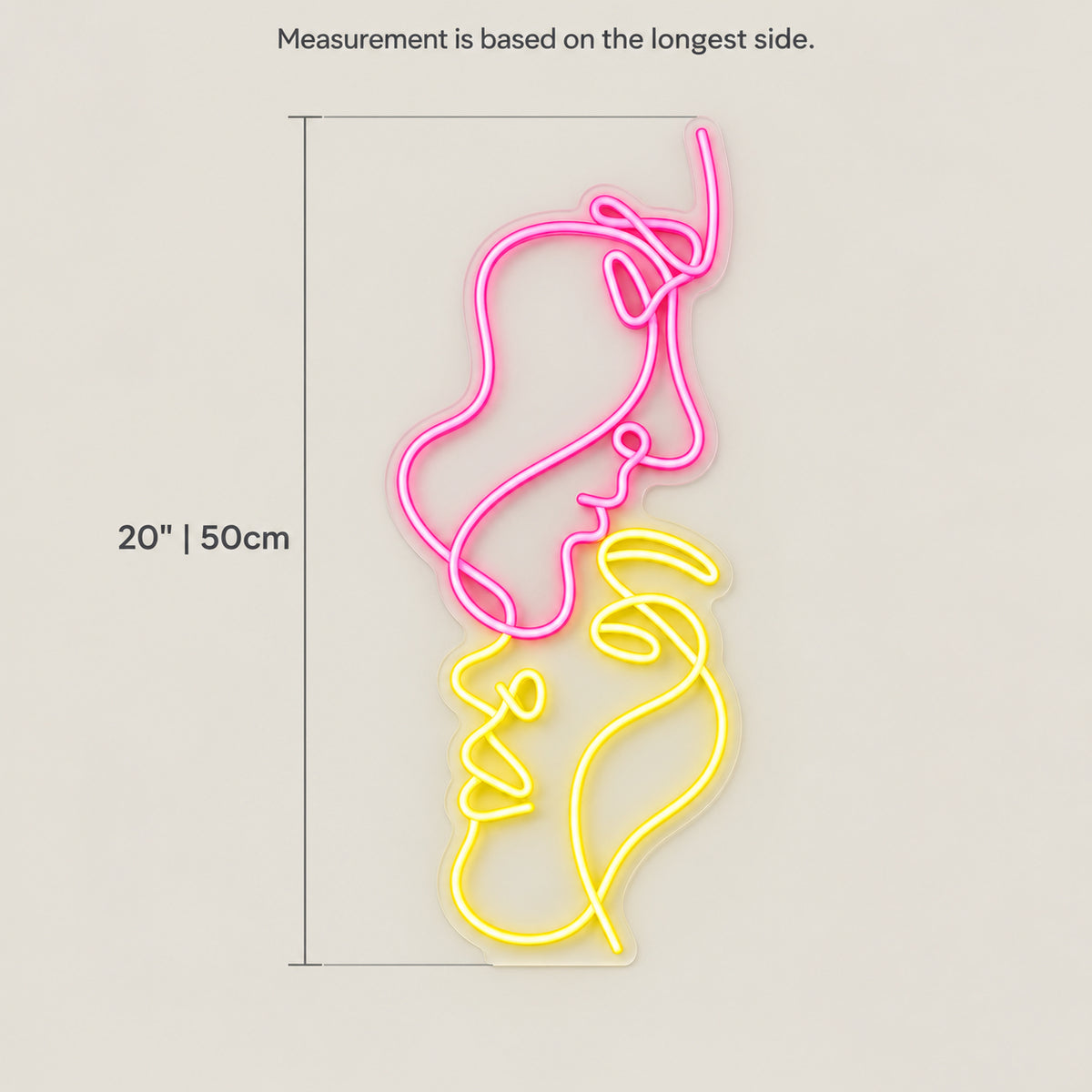 Face to Face LED Neon Sign for Wedding Light Up Party Decor - Size Guide