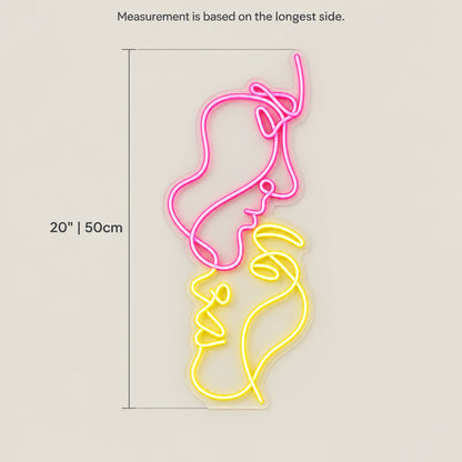 Face to Face LED Neon Sign for Wedding Light Up Party Decor - Size Guide