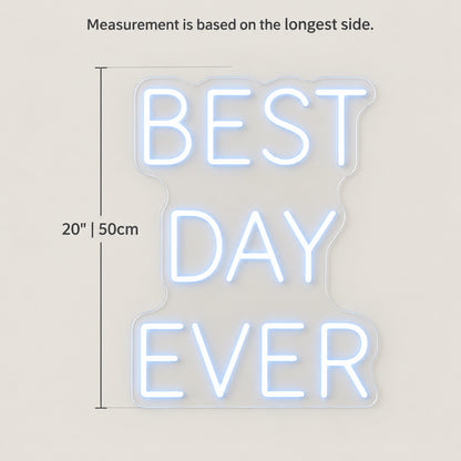 Best Day Ever LED Neon Sign Easel Stand Caps - Size Guide