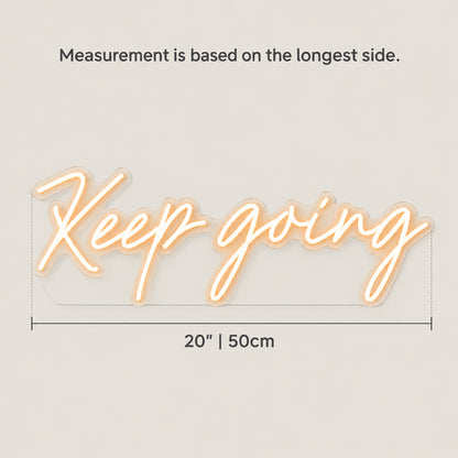 Keep Going LED Neon Sign Dimmable Wall Light - Size Guide