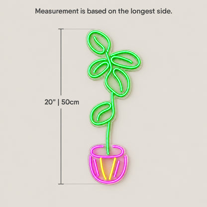 Fiddle Leaf Fig Plant Neon Sign - Size Guide