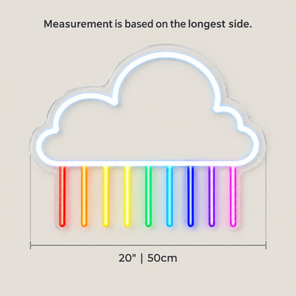 Rainbow Cloud LED Neon Sign for Kids Room Dimmable Wall Decor - Size Guide
