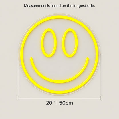 Smiley Face LED Neon Sign Dimmable Wall Light - Size Guide