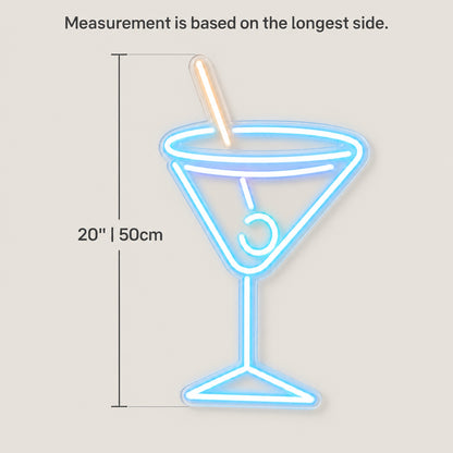 Martini Glass Neon Bar Sign - Size Guide