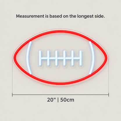 Rugby Ball LED Neon Sign for Man Cave Dimmable Wall Decor - Size Guide