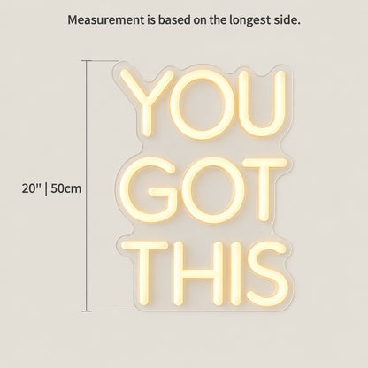 You Got This LED Neon Sign Boxed Caps Stack - Size Guide