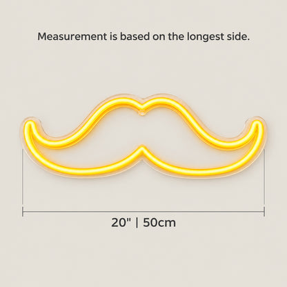 Mustache LED Neon Sign Dimmable Wall Light - Size Guide