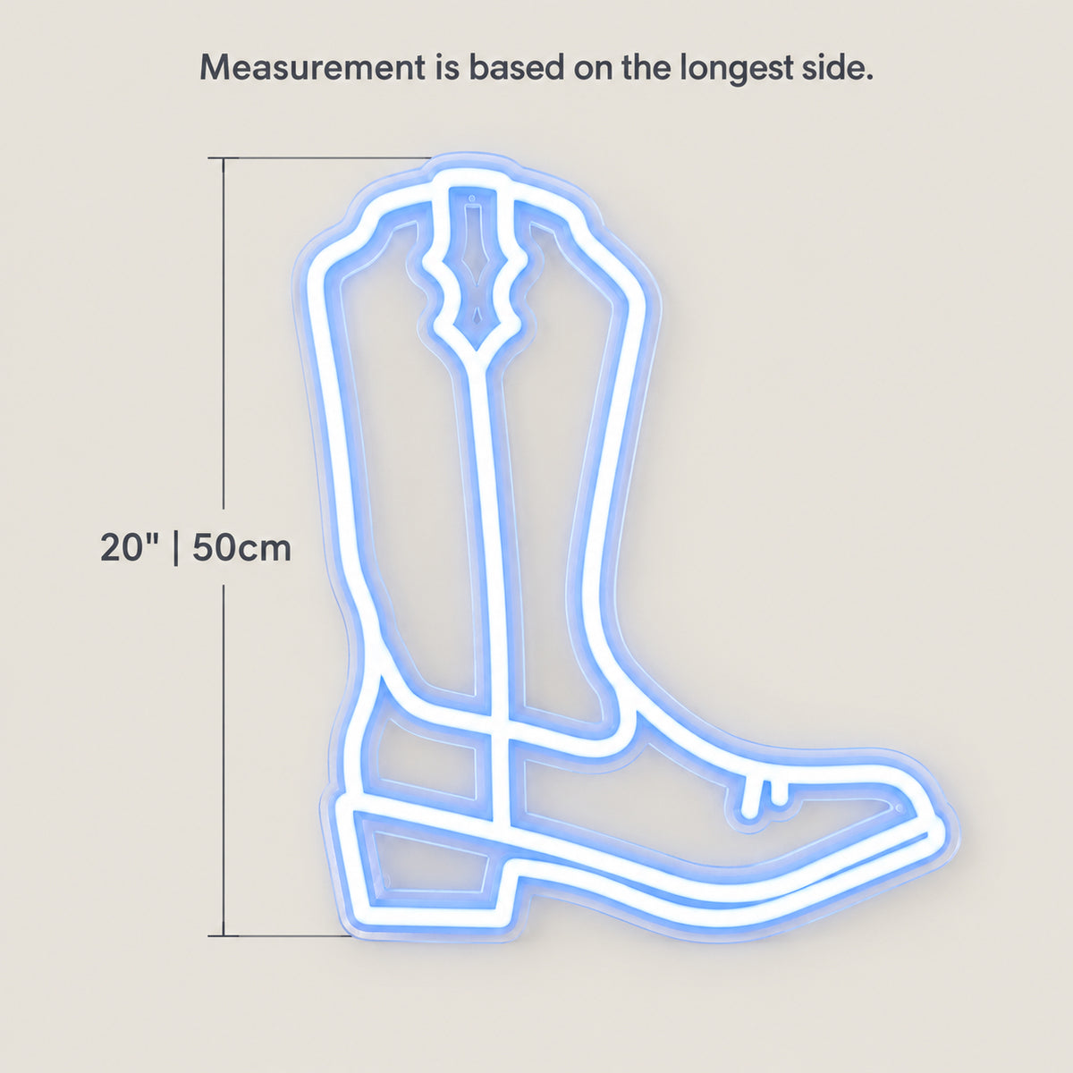 Cowboy Boot Neon Sign - Size Guide