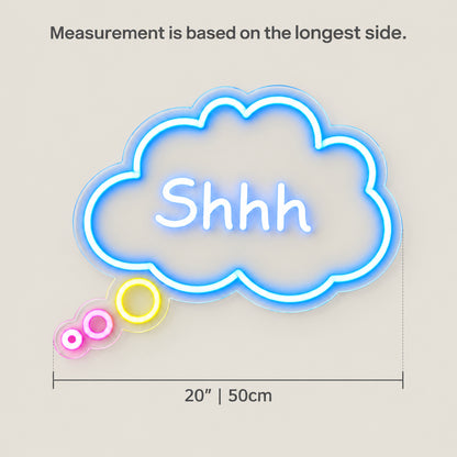 Shhh Keep Quiet And People Sleeping LED Neon Sign Dimmable Wall Light - Size Guide