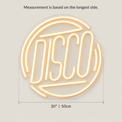 Disco LED Neon Sign Dimmable Wall Light - Size Guide