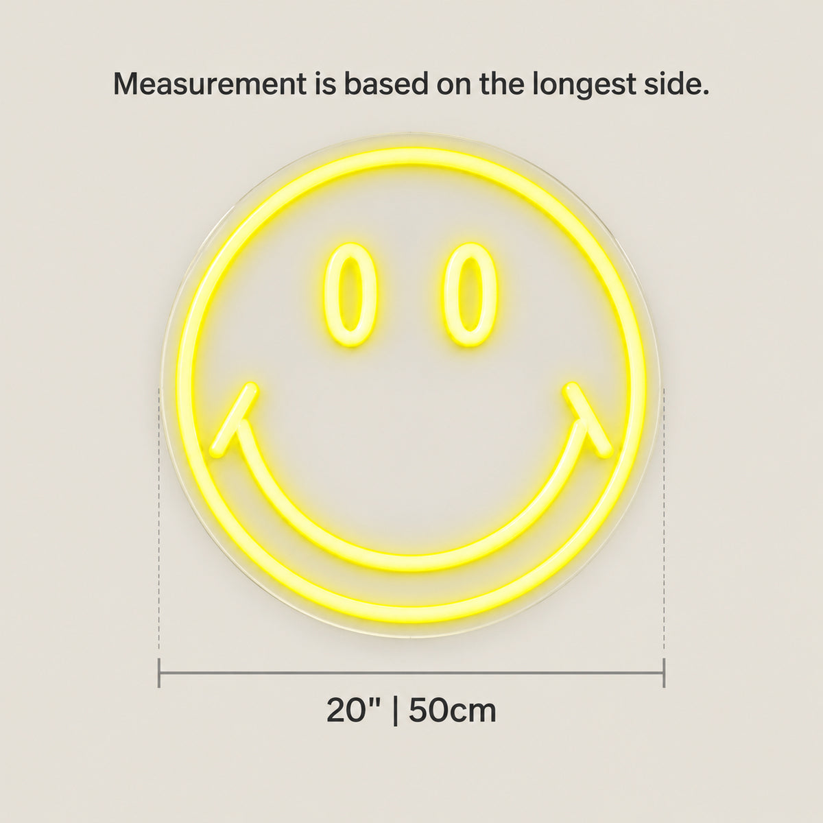 Smiley Classic LED Neon Sign for Man Cave Dimmable Wall Decor - Size Guide