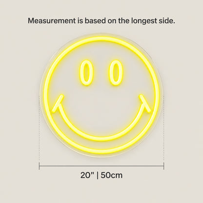 Smiley Classic LED Neon Sign for Man Cave Dimmable Wall Decor - Size Guide