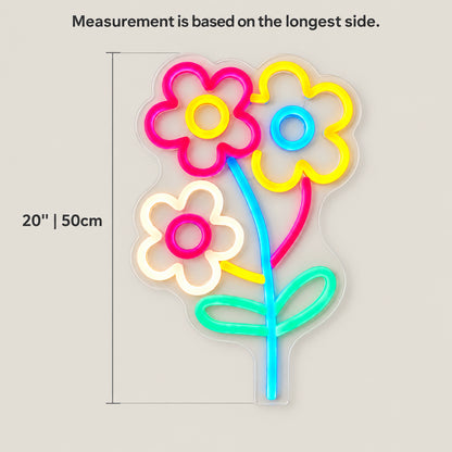 Flower LED Neon Sign Wild Bouquet Design - Size Guide