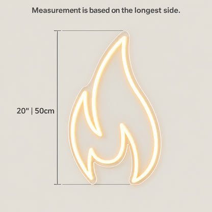 Fire Flame LED Neon Sign Bold Flame Icon - Size Guide