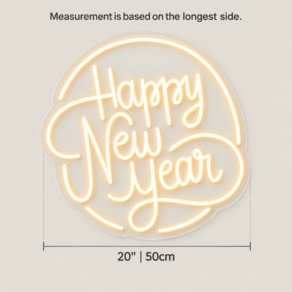 Happy New Year LED Neon Sign Dimmable Wall Light - Size Guide