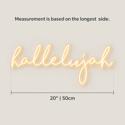 Hallelujah Neon Sign - Size Guide