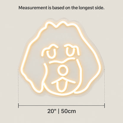 Puppy Dog LED Neon Sign Dimmable Wall Light - Size Guide