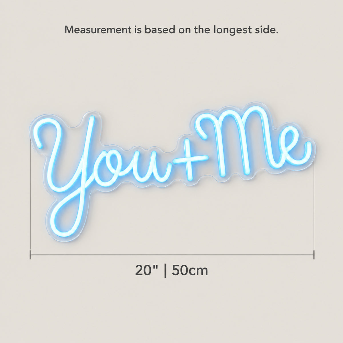 You plus Me LED Neon Sign for Wedding Light Up Party Decor - Size Guide